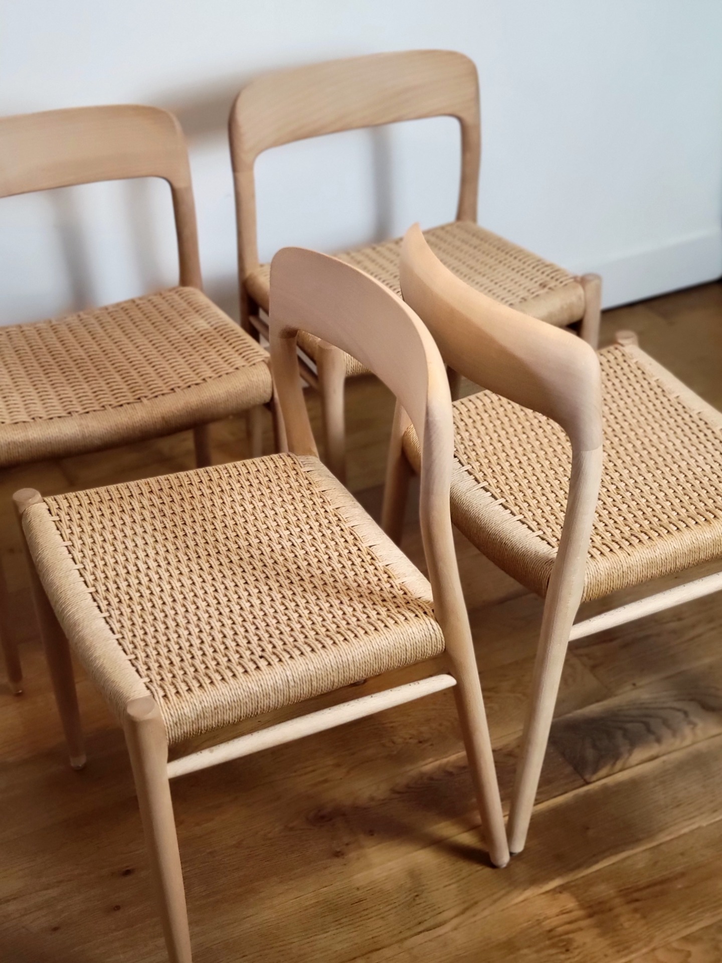 Set of 4 Model 75 dining chairs by N.O. Møller in beech