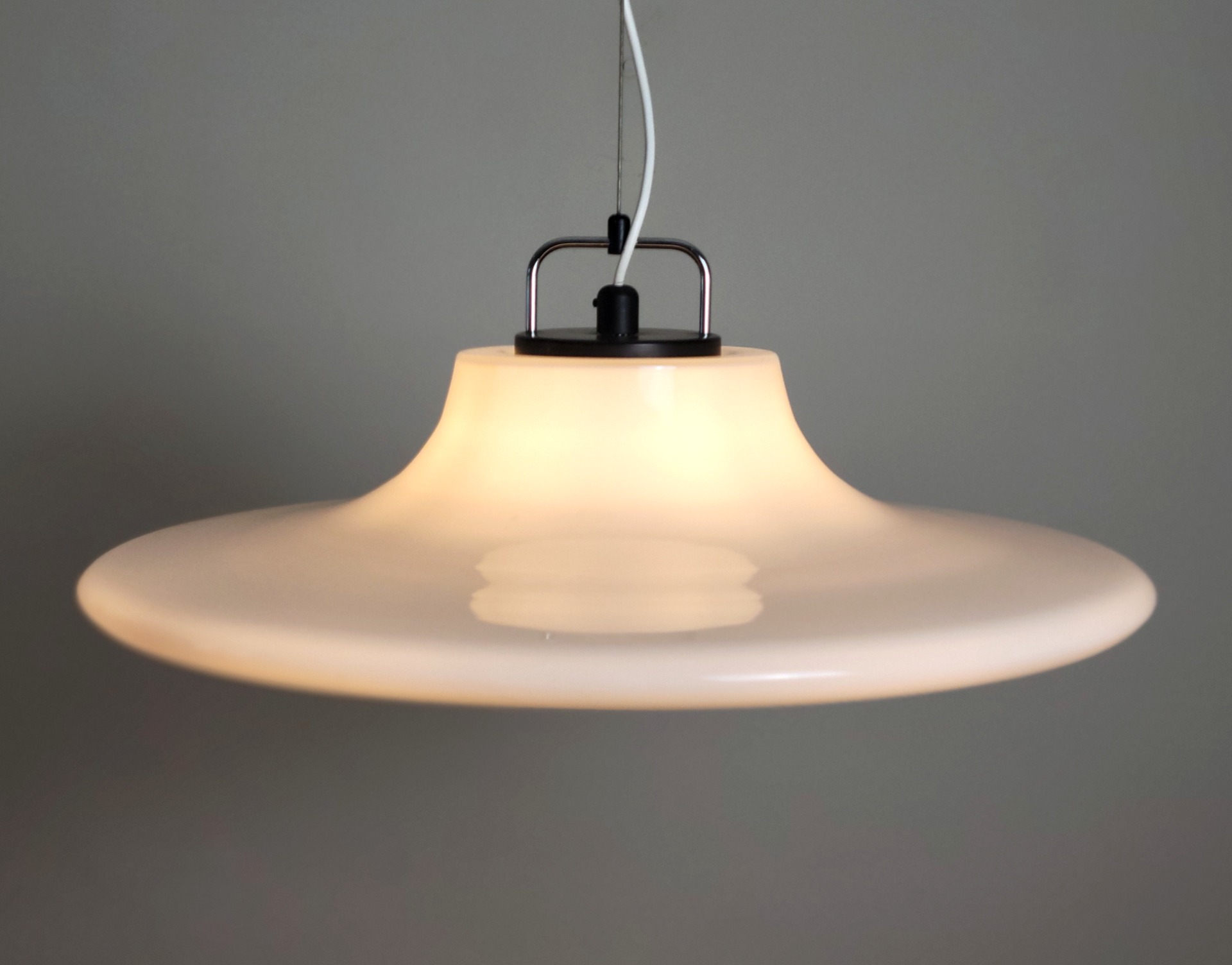 Large opaline glass UFO Cirrus pendant by Peill & Putzler 1970's