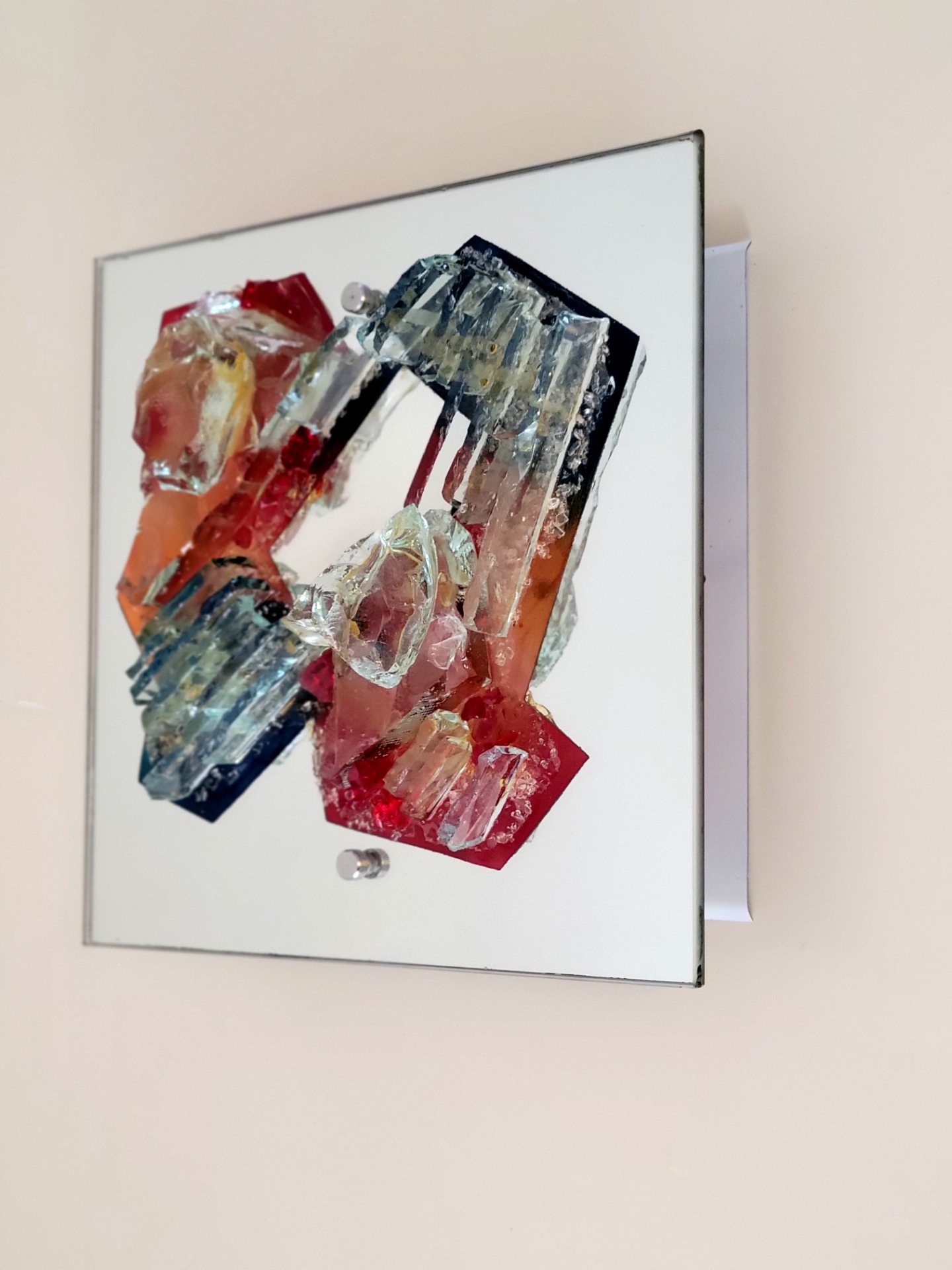 Vintage glass art wall lamp 1970's