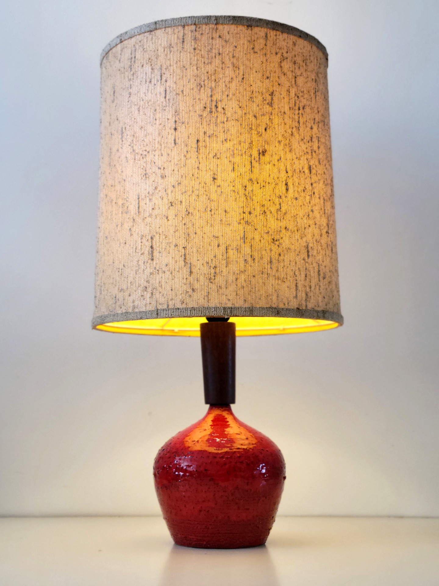 Fat lava and teak table lamp 1960's