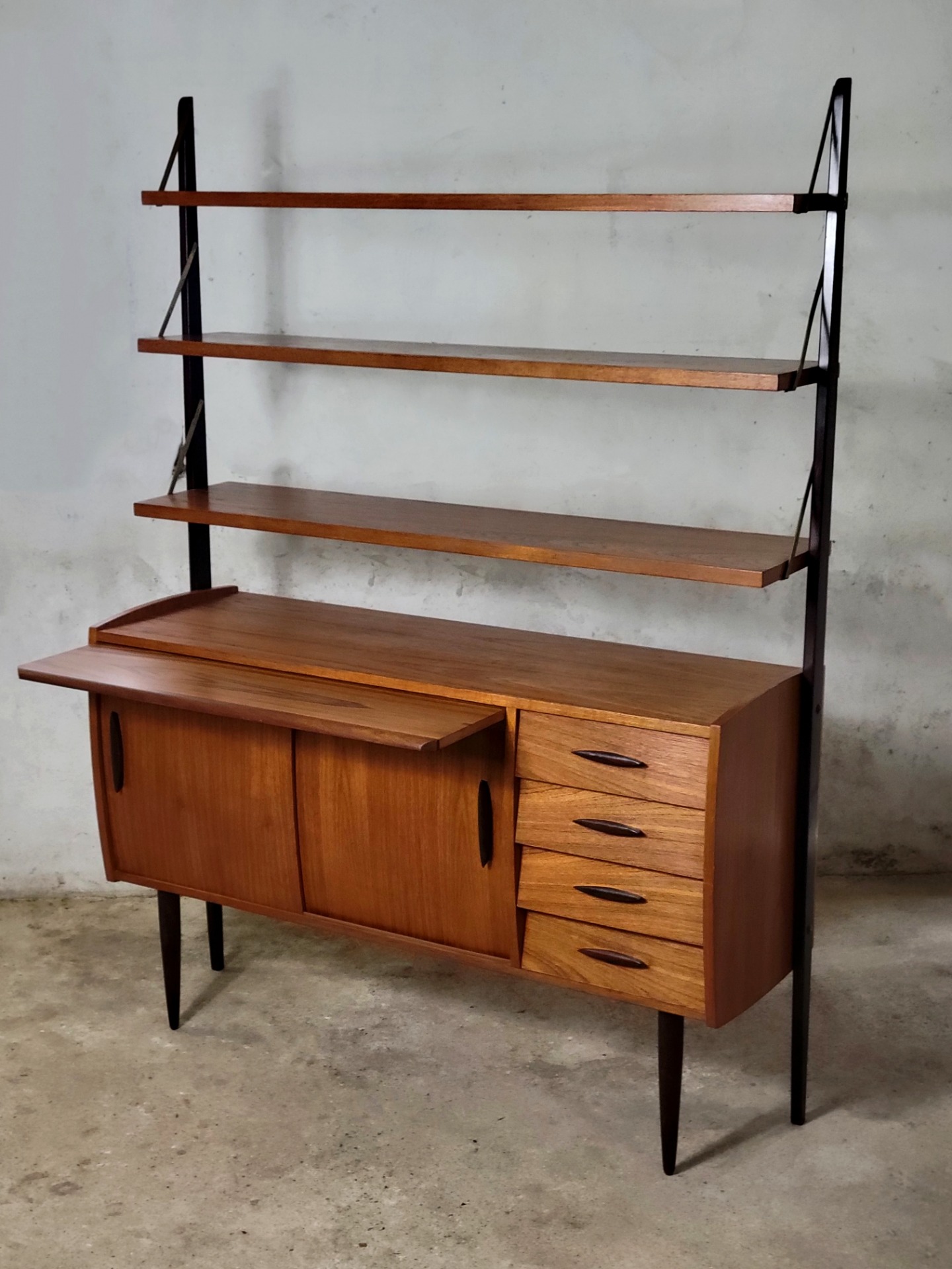Vintage Swedish freestanding wall unit with desk 
